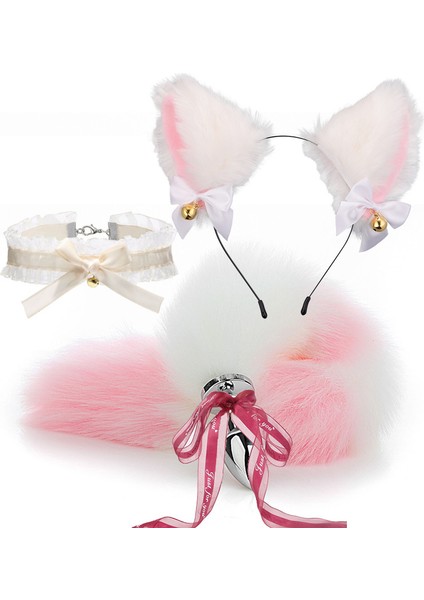 Sevimli Simüle Edilmiş Hayvan Kulakları ve Kuyruk Saç Aksesuarları Seti (Yurt Dışından)