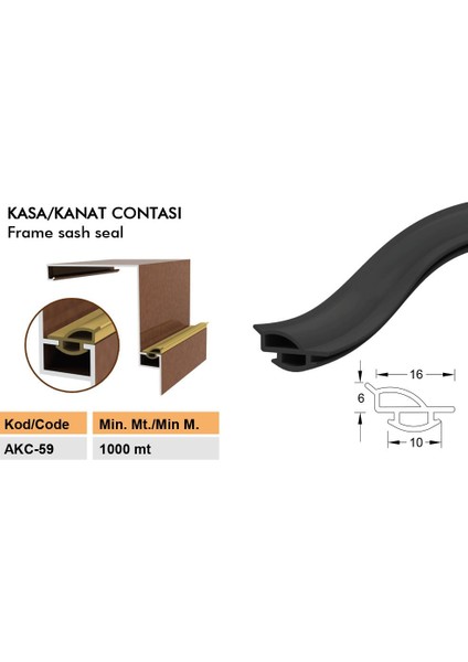 Ahşap Amerikan Kapı Kasa Fitili Ahşap Kapı Contası 25 Metre Bronz