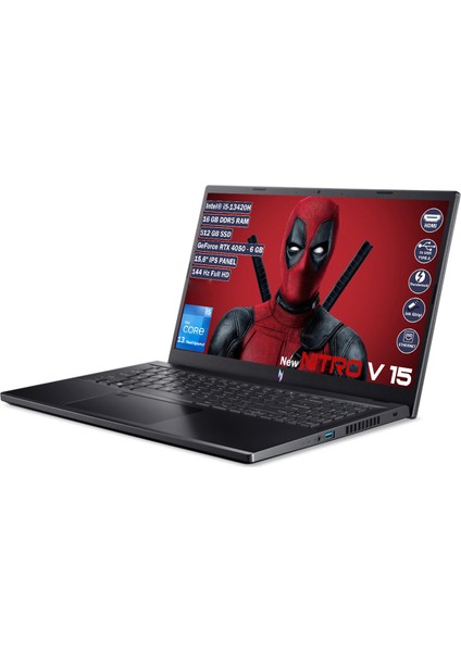 Nitro V 15 Intel Core I5 13420H 16 GB 512 GB SSD Rtx 4050 6 GB Freedos 15.6" Fhd IPS Taşınabilir Bilgisayar NH.QNBEY.001+165