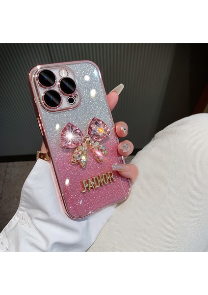 iPhone 15 Pro Şeffaf Parıltılı Bling Tüm Lensli Telefon Kılıfı (Yurt Dışından)