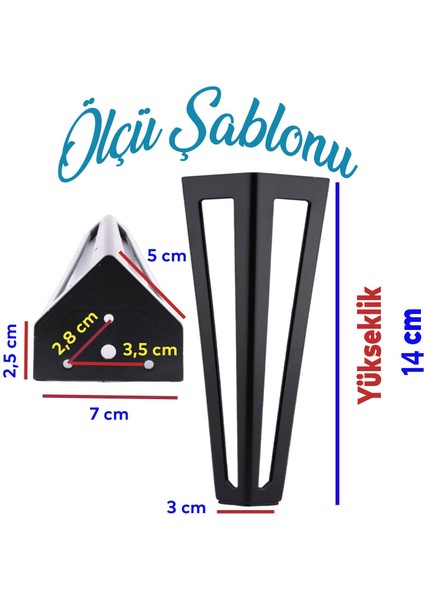 Ovit Koltuk Baza Puf Sehpa Tv Ünite Masa Mobilya Ayağı Ayakları Metal Ayak 14 cm Siyah