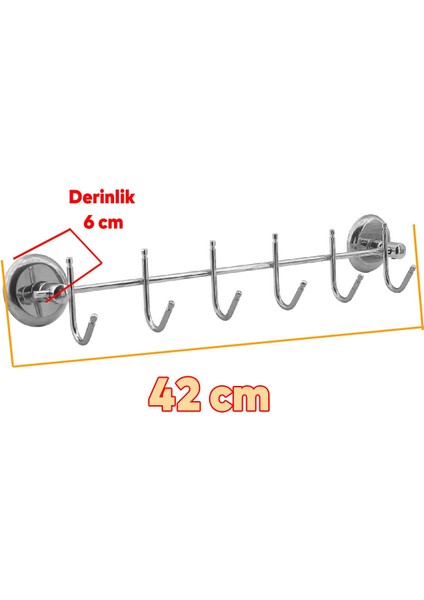 Elbise Havlu Asma Askı Metal 6'lı Banyo Lavabo Vidalı Askılık Sağlam Aparat Krom Askılık