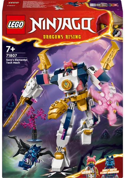 ® NINJAGO® Sora'nın Teknoloji Elementi Robotu 71807 - 7 Yaş ve Üzeri Çocuklar için Aksiyon Figürü İçeren Yaratıcı Oyuncak Yapım Seti (209 Parça)