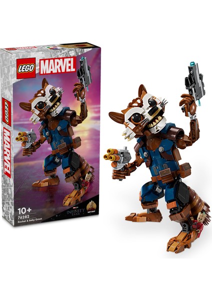 ® Marvel Rocket ve Bebek Groot 76282 - 10 Yaş & Üzeri Süper Kahraman Seven Çocuklar için Oyuncak Yapım Seti (566 Parça)