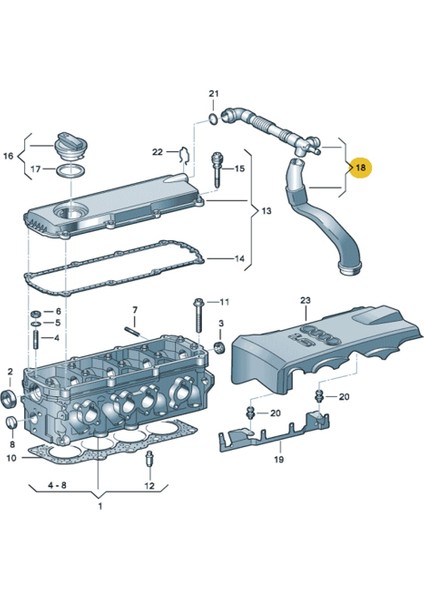 Vw Passat B5.5 2003-2005 1.6 Üst Kapak Hava Alma Borusu 06B103217AB