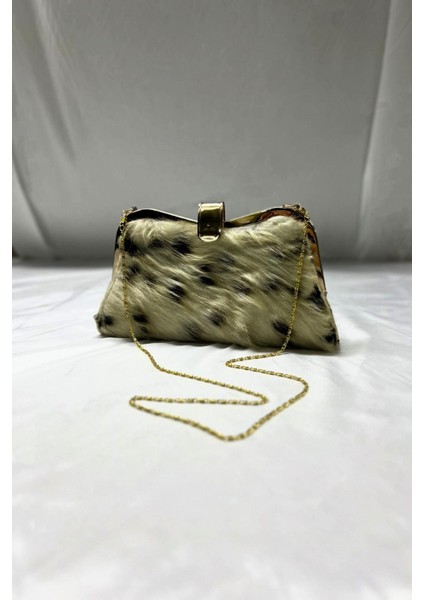 Kadın Bej Suni Kürk Zincirli El ve Omuz Clutch Portföy Çanta fiyatları