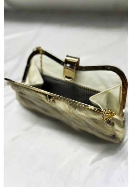 Kadın Bej Suni Kürk Zincirli El ve Omuz Clutch Portföy Çanta fırsatları