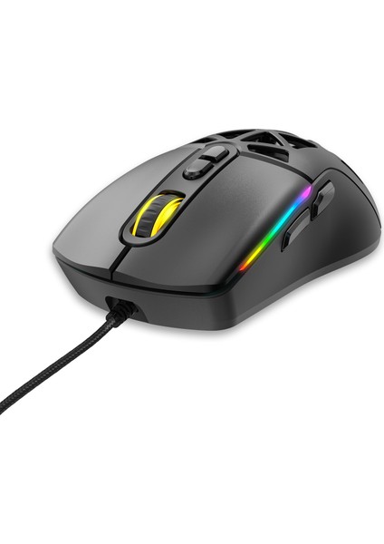 Nexus X1 12800 Dpi Wide RGB Özel ABS Doku, Claw's Reflex Örgü Kablolu & Değiştirilebilir Kapaklı Gaming Mouse - Siyah