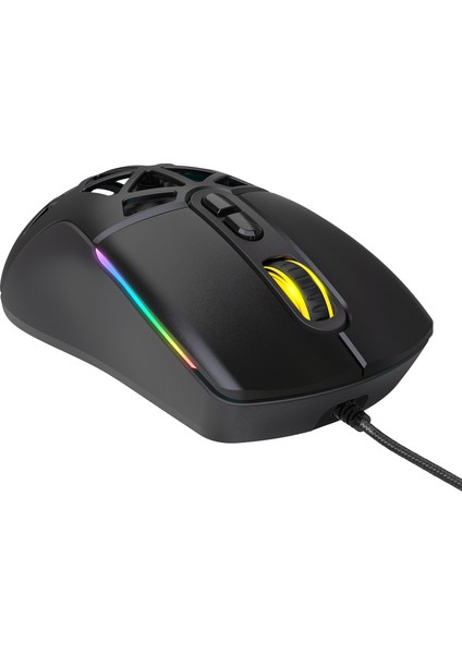 Nexus X1 12800 Dpi Wide RGB Özel ABS Doku, Claw's Reflex Örgü Kablolu & Değiştirilebilir Kapaklı Gaming Mouse - Siyah