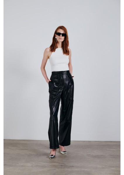 Rosa Deri Kargo Pantolon Siyah fiyatları