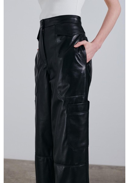 Rosa Deri Kargo Pantolon Siyah indirimleri