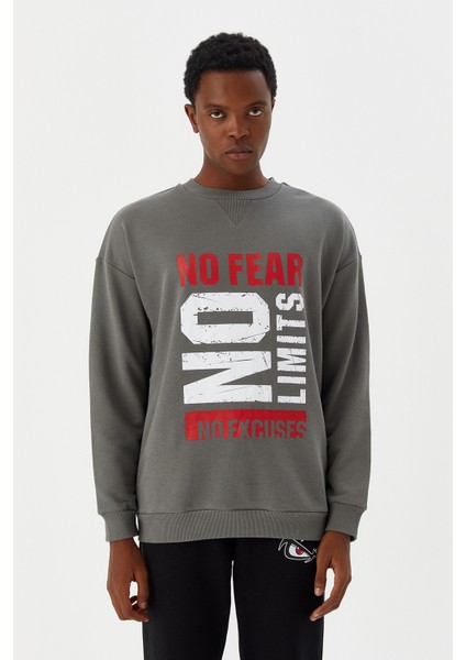 Erkek Sweatshirt Gri M500233