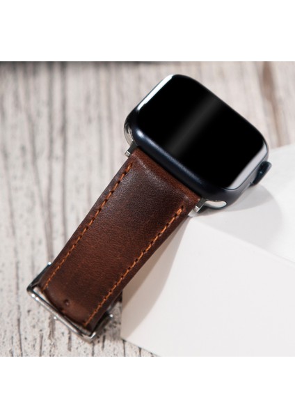 Apple Watch Deri Kordon 42MM 44MM 45MM 49MM 3 / 4 / 5 / 6 / Se / 7 / 8 / 9 Ultra Ultra 2 Deri Kayış Kahve