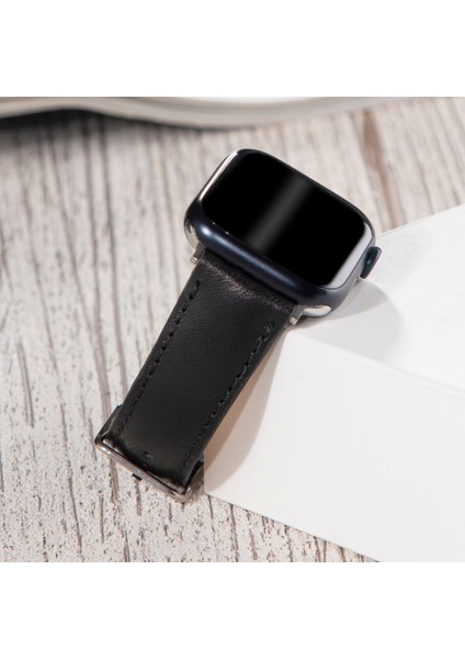 Apple Watch Deri Kordon 42MM 44MM 45MM 49MM 3 / 4 / 5 / 6 / Se / 7 / 8 / 9 Ultra Ultra 2 Deri Kayış Siyah fırsatları