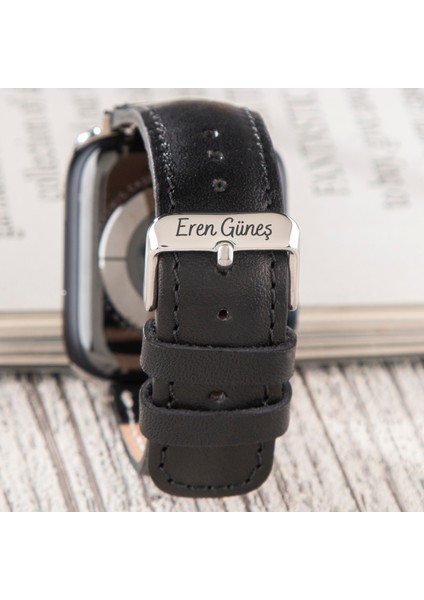 Apple Watch Deri Kordon 42MM 44MM 45MM 49MM 3 / 4 / 5 / 6 / Se / 7 / 8 / 9 Ultra Ultra 2 Deri Kayış Siyah
