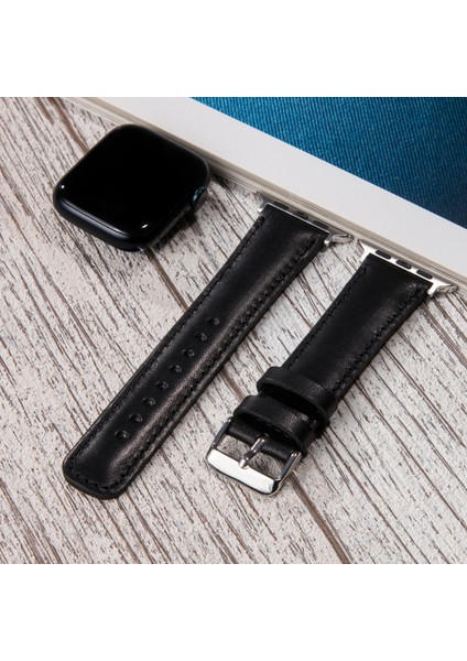 Apple Watch Deri Kordon 42MM 44MM 45MM 49MM 3 / 4 / 5 / 6 / Se / 7 / 8 / 9 Ultra Ultra 2 Deri Kayış Siyah fiyatları