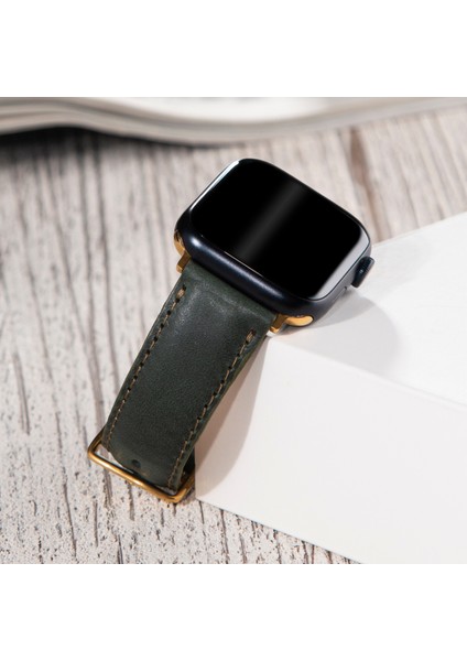 Apple Watch Deri Kordon 42MM 44MM 45MM 49MM 3 / 4 / 5 / 6 / Se / 7 / 8 / 9 Ultra Ultra 2 Deri Kayış Yeşil fiyatları