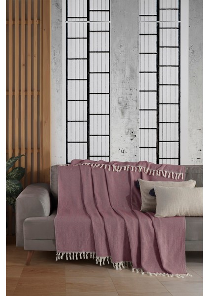Natural Gülkurusu Koltuk Örtüsü | Koltuk Şalı 180X220 Pamuk