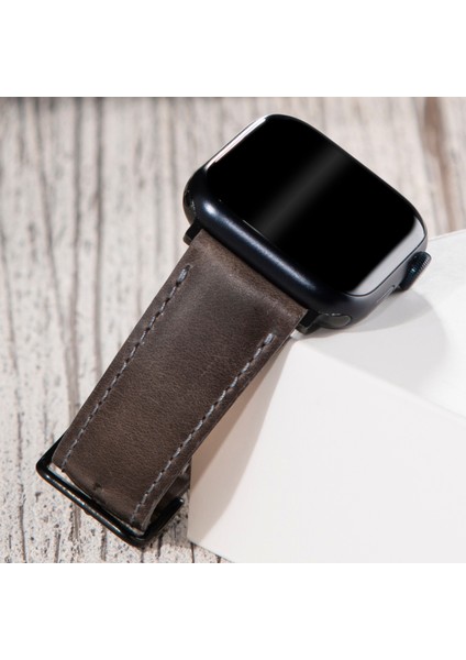 Apple Watch Deri Kordon 42MM 44MM 45MM 49MM 3 / 4 / 5 / 6 / Se / 7 / 8 / 9 Ultra Ultra 2 Deri Kayış Gri