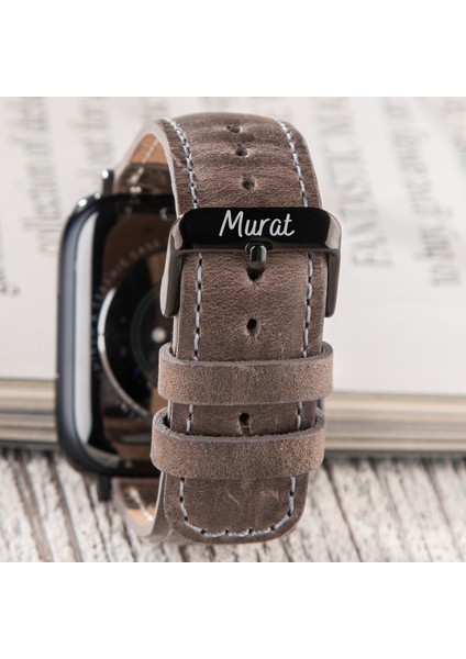 Apple Watch Deri Kordon 42MM 44MM 45MM 49MM 3 / 4 / 5 / 6 / Se / 7 / 8 / 9 Ultra Ultra 2 Deri Kayış Gri fiyatları