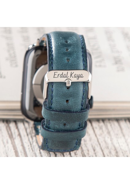 Apple Watch Deri Kordon 42MM 44MM 45MM 49MM 3 / 4 / 5 / 6 / Se / 7 / 8 / 9 Ultra Ultra 2 Mavi Deri Kayış