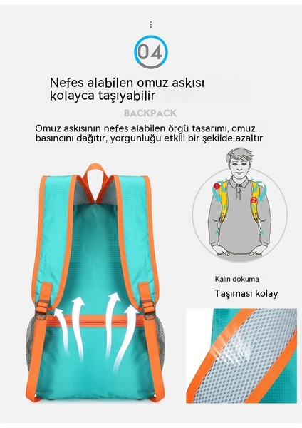 Yeni Katlanır Çanta Erkekler ve Kadınlar Için Hafif Spor Çanta Katlanabilir Dağcılık Çantası Su Önleyen Seyahat Sırt Çantası (Yurt Dışından)