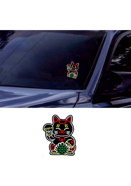 Cam Fortune Lucky Kitty Araba LED Işık Güvenli Çıkartmalar Jdm Glow Panel Dekorasyon Aksesuarları (Yurt Dışından)