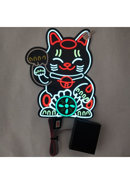 Cam Fortune Lucky Kitty Araba LED Işık Güvenli Çıkartmalar Jdm Glow Panel Dekorasyon Aksesuarları (Yurt Dışından)