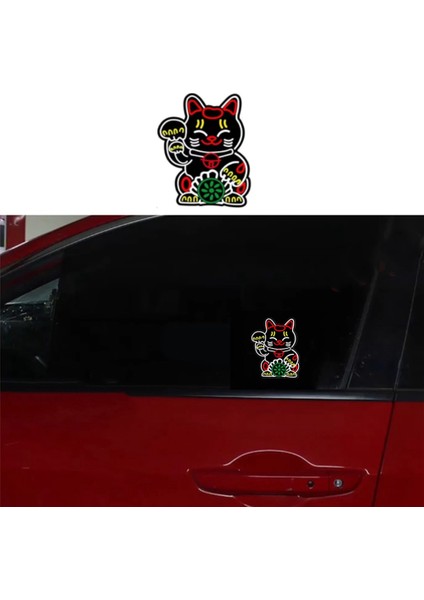 Cam Fortune Lucky Kitty Araba LED Işık Güvenli Çıkartmalar Jdm Glow Panel Dekorasyon Aksesuarları (Yurt Dışından)