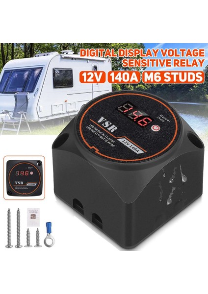 Gerilim Duyarlı Bölünmüş Şarj Rölesi Dijital Ekran Vsr 12V 140A Camper Araba Rv Yat Akıllı Pil Izolatör Şarjı (Yurt Dışından)