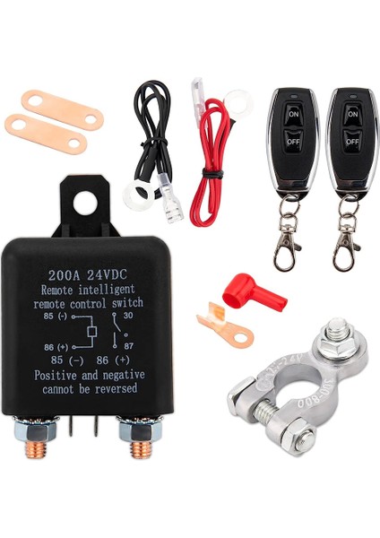 Uzaktan Akü Bağlantısını Kesme Anahtarı, Kamyon Araba Anahtarı Için Uzaktan Anahtar Hırsızlığa Karşı Koruma, 24V 200A Uzaktan Kumanda Akü Anahtarı (Yurt Dışından)