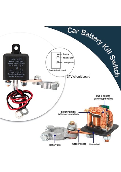 Uzaktan Akü Bağlantısını Kesme Anahtarı, Kamyon Araba Anahtarı Için Uzaktan Anahtar Hırsızlığa Karşı Koruma, 24V 200A Uzaktan Kumanda Akü Anahtarı (Yurt Dışından) fiyatları