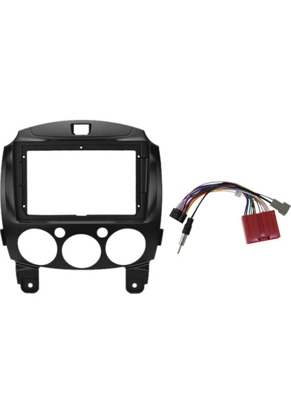 9 Inç 2dın Araba Dashboard Çerçeve DVD Navigasyon Paneli Çerçeve Radyo Ses Paneli Kablo Demeti ile Mazda 2 Demio 2007-2014 Için (Yurt Dışından)