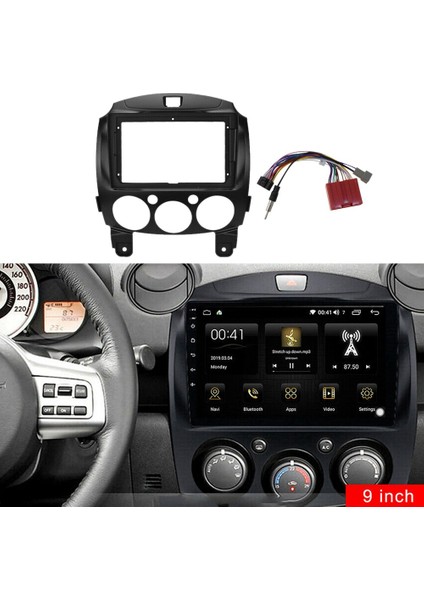 9 Inç 2dın Araba Dashboard Çerçeve DVD Navigasyon Paneli Çerçeve Radyo Ses Paneli Kablo Demeti ile Mazda 2 Demio 2007-2014 Için (Yurt Dışından)