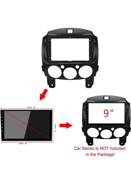 9 Inç 2dın Araba Dashboard Çerçeve DVD Navigasyon Paneli Çerçeve Radyo Ses Paneli Kablo Demeti ile Mazda 2 Demio 2007-2014 Için (Yurt Dışından)