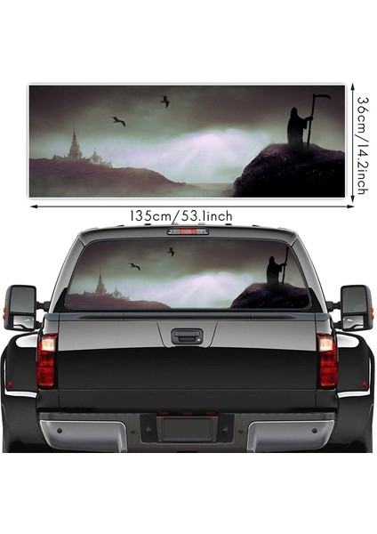 Grim Reaper Darkness Kamyon Jeep Suv Pikap 3D Arka Cam Çıkartma Dekor Arka Cam Posteri 53.1X14.2 Inç (Yurt Dışından) fiyatları