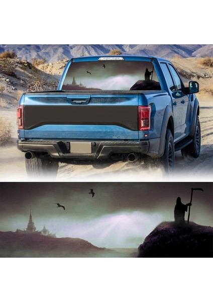 Grim Reaper Darkness Kamyon Jeep Suv Pikap 3D Arka Cam Çıkartma Dekor Arka Cam Posteri 53.1X14.2 Inç (Yurt Dışından) modelleri