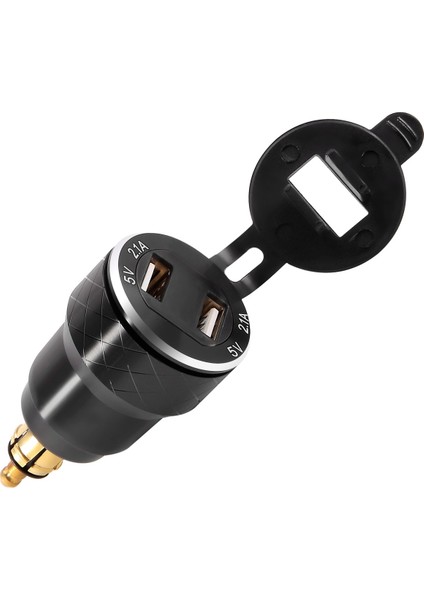 Çift 5V 2.1A Din USB Adaptörü, Alüminyum Alaşımlı Avrupa Motosiklet USB Şarj Cihazı Din Soket Fişi Güç Çıkışı Voltmetre Bmw Motosiklet / Telefon / Iphone / Gps / Satnav (Yurt Dışından)