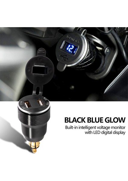 Çift 5V 2.1A Din USB Adaptörü, Alüminyum Alaşımlı Avrupa Motosiklet USB Şarj Cihazı Din Soket Fişi Güç Çıkışı Voltmetre Bmw Motosiklet / Telefon / Iphone / Gps / Satnav (Yurt Dışından) fiyatları