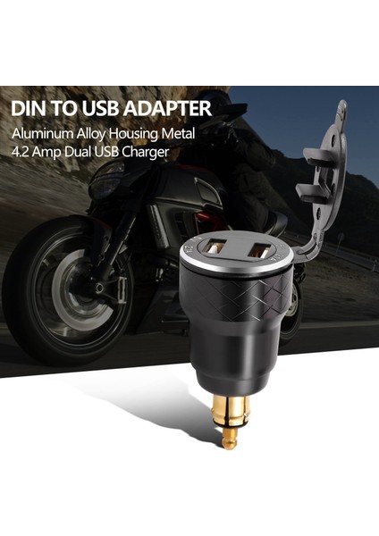 Çift 5V 2.1A Din USB Adaptörü, Alüminyum Alaşımlı Avrupa Motosiklet USB Şarj Cihazı Din Soket Fişi Güç Çıkışı Voltmetre Bmw Motosiklet / Telefon / Iphone / Gps / Satnav (Yurt Dışından) modelleri