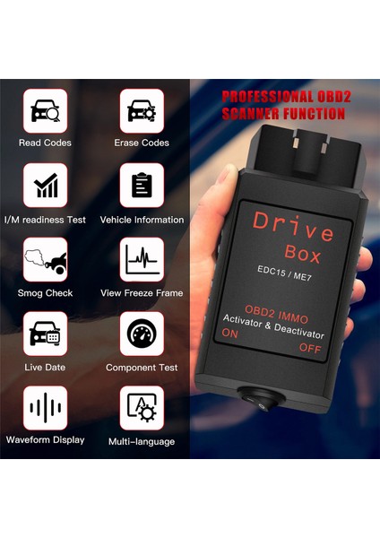 Sürücü Kutusu EDC15/ME7 Obd2 Immo Deaktivatör Aktivat Obd2 Sürücü Kutusu Immo Deaktivatör Aktivatör Araba Aksesuarları (Yurt Dışından)