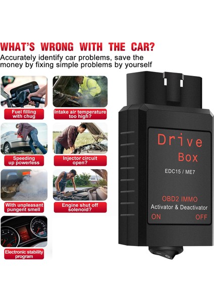 Sürücü Kutusu EDC15/ME7 Obd2 Immo Deaktivatör Aktivat Obd2 Sürücü Kutusu Immo Deaktivatör Aktivatör Araba Aksesuarları (Yurt Dışından)