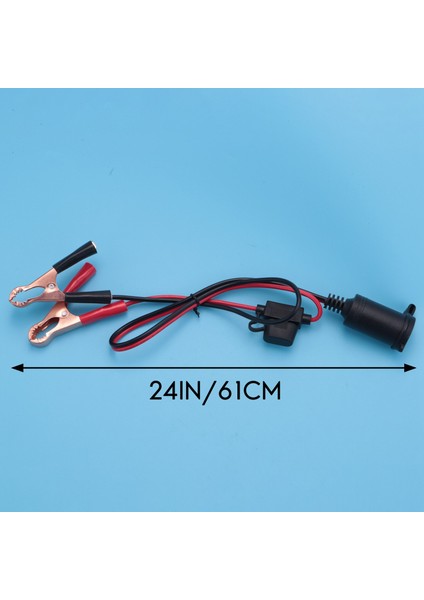 2ft 12V 24V Araç Çakmak Soket Dişi Adaptör 10A Timsah Klipler Araba Akü Klipsli Uzatma Kablosu (Yurt Dışından)