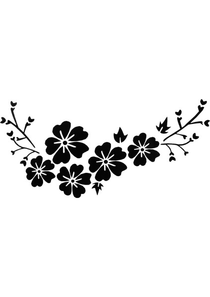 Siyah Çıkartması Araba Çiçek Etiket Su Geçirmez Çıkarılabilir Deco Araç Çizgili Kapak (Yurt Dışından)