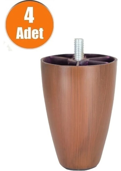 Adalya Armut 10 cm Mobilya Baza Koltuk Puf Silindir Ayak Kanepe Ayağı Ceviz Ince Diş M8 (4 Adet)