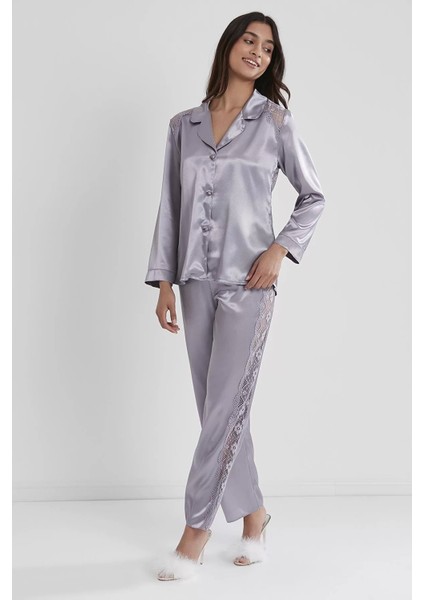 Pierre Cardin 1438 Saten Dantelli Pijama Takımı