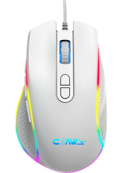 Nova V1 12800 Dpi Wide RGB Özel ABS Doku & Claw's Reflex Örgü Kablolu Ekstra Fire Butonlu Gaming Mouse - Beyaz