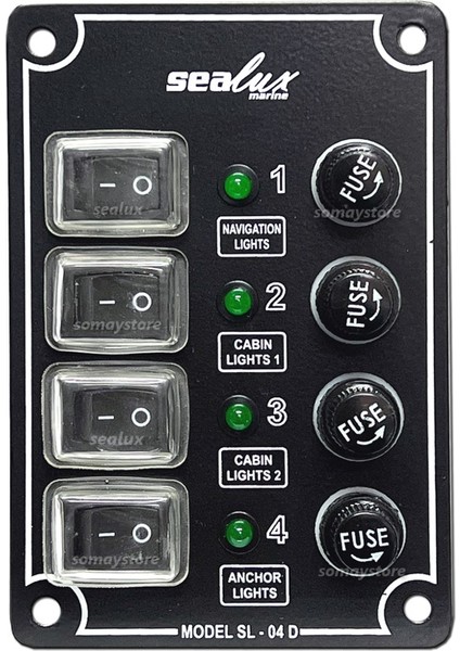 Marine 4 Anahtarlı Switch Panei Dik 12-24v Kontrol Paneli