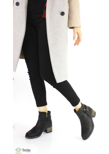 Kadın Hakiki Deri Günlük Kısa Kalın Topuklu Bot D21KB-4710-B modelleri