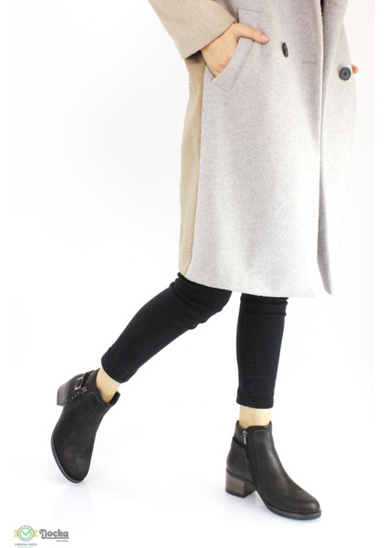 Kadın Hakiki Deri Günlük Kısa Kalın Topuklu Bot D21KB-4710-B fırsatları